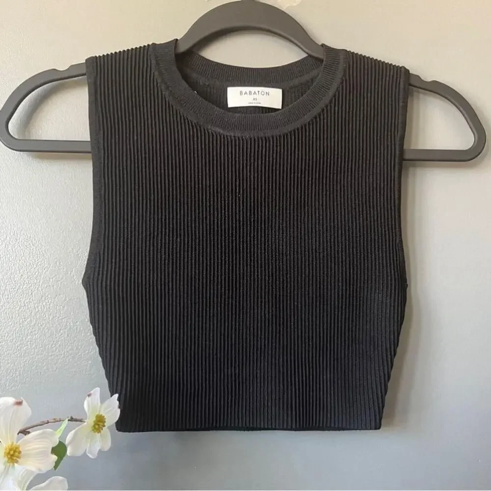 Aritzia Babaton Sculpt Knit Muscle Cropped Tank-(Cropped ribbed muscle tank- XS) - Picture 4 of 9